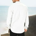 thumbnail image 4 of XDZJLR Mens Shirts Male Double Pocket Linen Long Sleeved Vacation Tee, 4 of 4