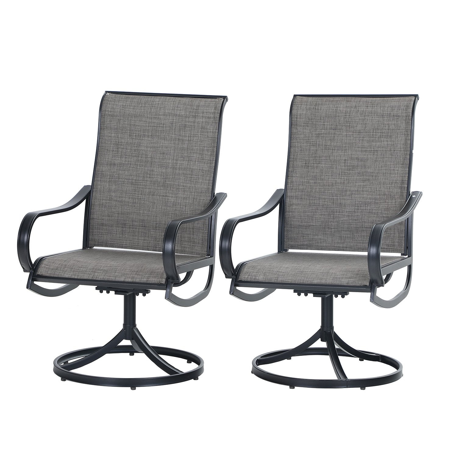 Sophia & William 2Pcs Patio Dining Swivel Chairs Set with Black Steel Frame