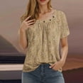 thumbnail image 2 of Uaswgudfs Women's Dressy Boat Neck Tunic Top - Summer Floral Boho Loose Fit Pleated Casual Short Sleeve Blouse, 2 of 4