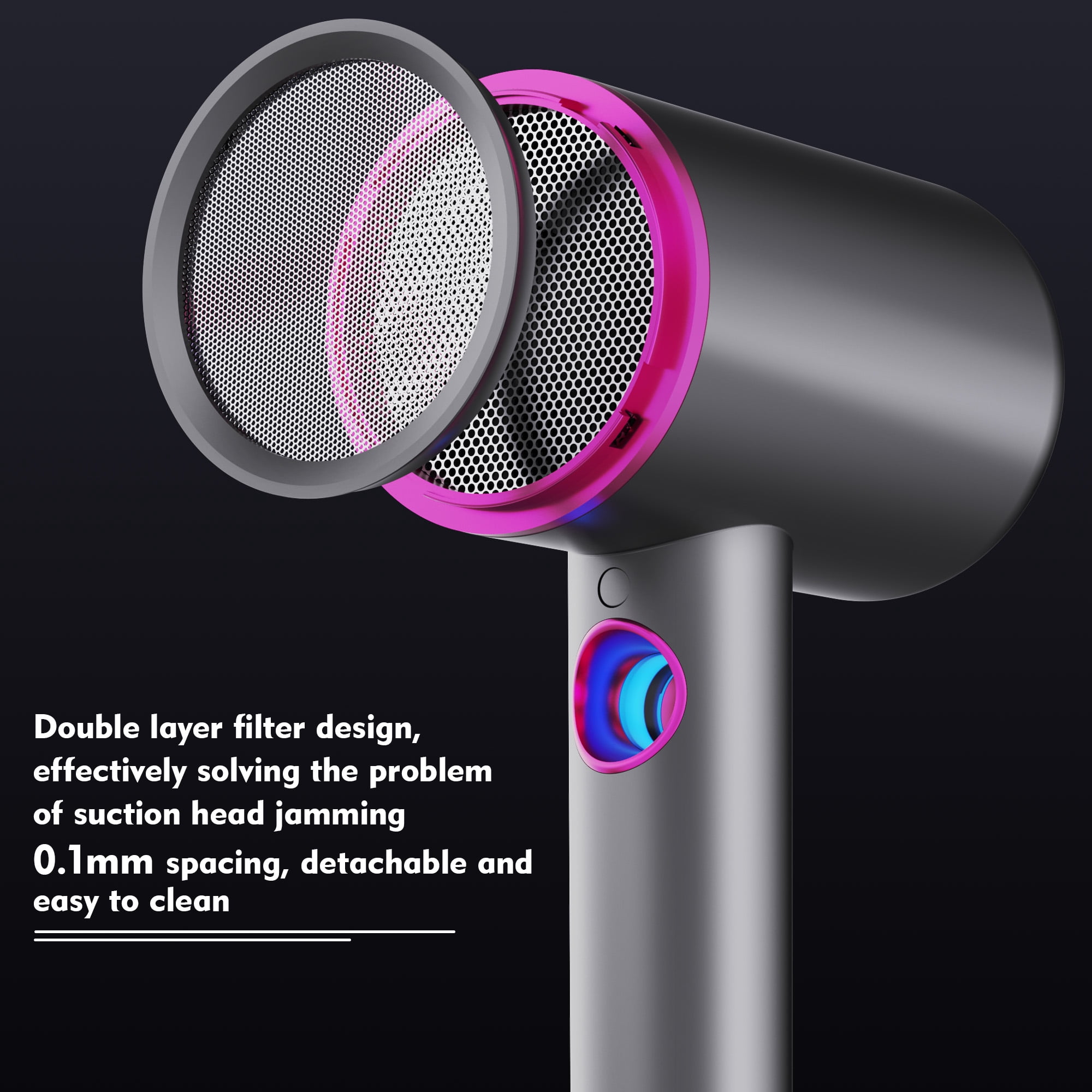 Kauoo Hair Dryer with Diffuser, 1800W Professional Ionic Blow Dryer for Hair Care,Fast Drying Hairdryer, Gray, Gift for Christmas Day