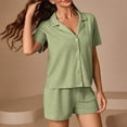 thumbnail image 6 of Censtreet Women's 2 Piece Pajama Set Bow Graphic Button Down Short Sleeve Lapel Shirt Pj Short Set, 6 of 7