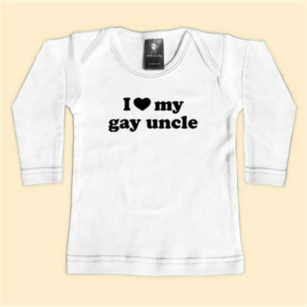 Rebel Ink Baby 399wls06 - I Heart Mon Oncle Gay - T-Shirt Blanc à Manches Longues - 0-6 Mois
