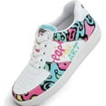 thumbnail image 4 of DOGO White Sneakers for Women - Handmade Women's Fashion Sneakers, Vegan Leather and Unique Design Dice Sneakers Pop The Art Design, Size 5, 4 of 5