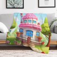 thumbnail image 5 of Cartoon Birthday Cake for Women Men Kids Flannel Throw Blankets Soft Fuzzy Lightweight for Home Decor Couch Bed Sofa, 5 of 7