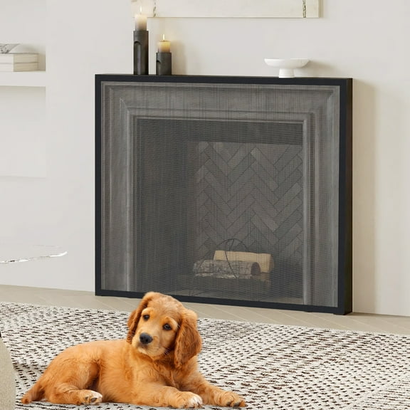 Adifare Fireplace Mesh Screen Curtain 29×40 Inch Fireplace Cover with Tape to Prevent Toddler Baby and Pet Near from Fireplace Durable Fireplace Guard for Home Burning Fireplace