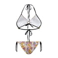 thumbnail image 2 of Uourmeti Women's Retro Groovy Floral Halter Triangle Bikini Set - Sexy Tie Side Two Piece Swimsuit for Beach Vacation, Pool Party & Tropical Getaways, 2 of 9