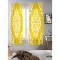 thumbnail image 5 of Baroque Yellow Curtains 63 Inch Length, Sheer Curtains for Bedroom Living Room Window Vintage Damask Classic Floral Rod Pocket Voile Drapes Kitchen Curtains Small Half Window 42"x63" 2 Panels, 5 of 6