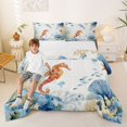 thumbnail image 2 of spefrowx Cute Seahorse Animal Queen Comforter Set for Kids, Jellyfish Starfish Coral Comforter Sets Queen, Navy Reversible, 3 Pieces, 1 Comforter and 2 Pillowcases, 2 of 6
