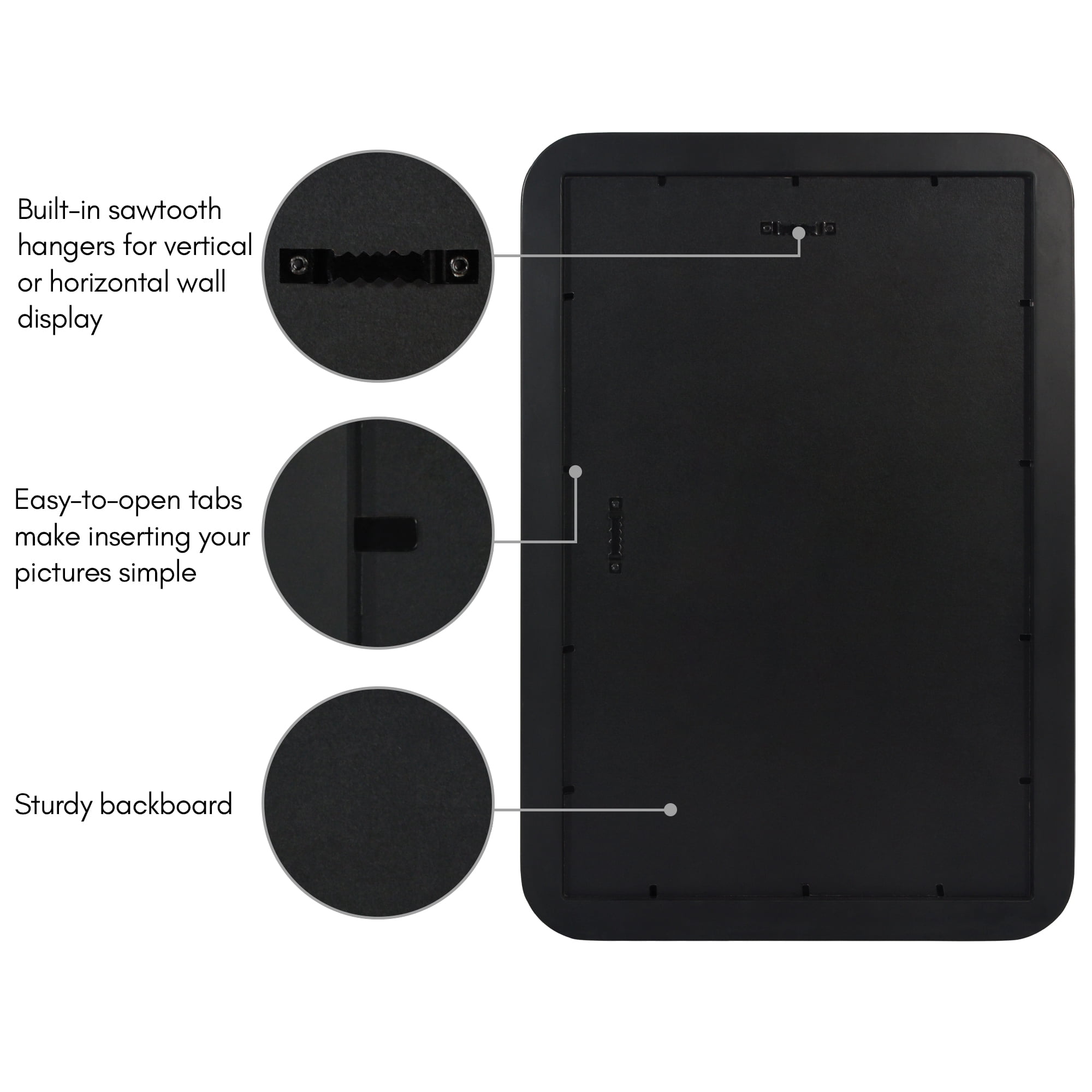 Americanflat 11x17 Picture Frame with Shatter-Resistant Glass Round Corner Molding Mod Collection - Black