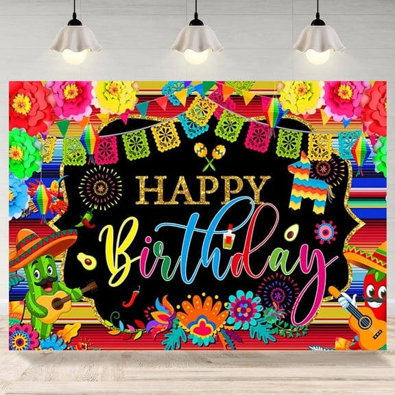 Mexican Themed Birthday Backdrop Mexico Cinco De Mayo Party Photography Background Colorful Paper Floral Carnival Birthday Party Decorations Banner Photo Booth Props