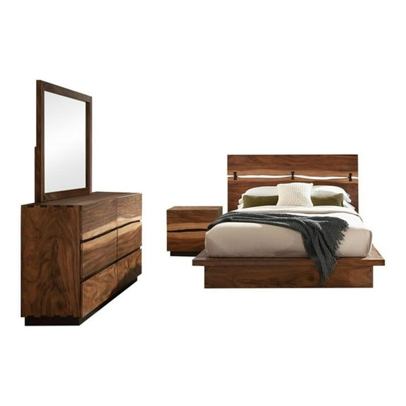 Maklaine 4-piece California King Wood Bedroom Set Smokey Walnut