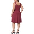 thumbnail image 3 of Agnes Orinda Plus Size Sleeveless Dress for Women Sweetheart Neck A-line Cocktail Bridesmaid Party Short Dress 1X Wine Red, 3 of 6