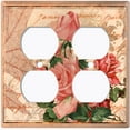 thumbnail image 3 of Metal Light Switch Plate Outlet Cover Tan Floral Leaf Letter Damask FLW055, 3 of 13