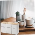 thumbnail image 4 of Sugar Container, Coffee Tea Sugar Container Set of 3 Iron Tea Coffee Sugar Canister Set with Bamboo Lid and Name Marker Simple Square Kitchen Canister Set for Coffee Tea Sugar Storage White, 4 of 7