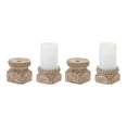 thumbnail image 2 of Melrose Set of 4 Brown Beaded Farmhouse Taper Candle Holders 3.75", 2 of 2