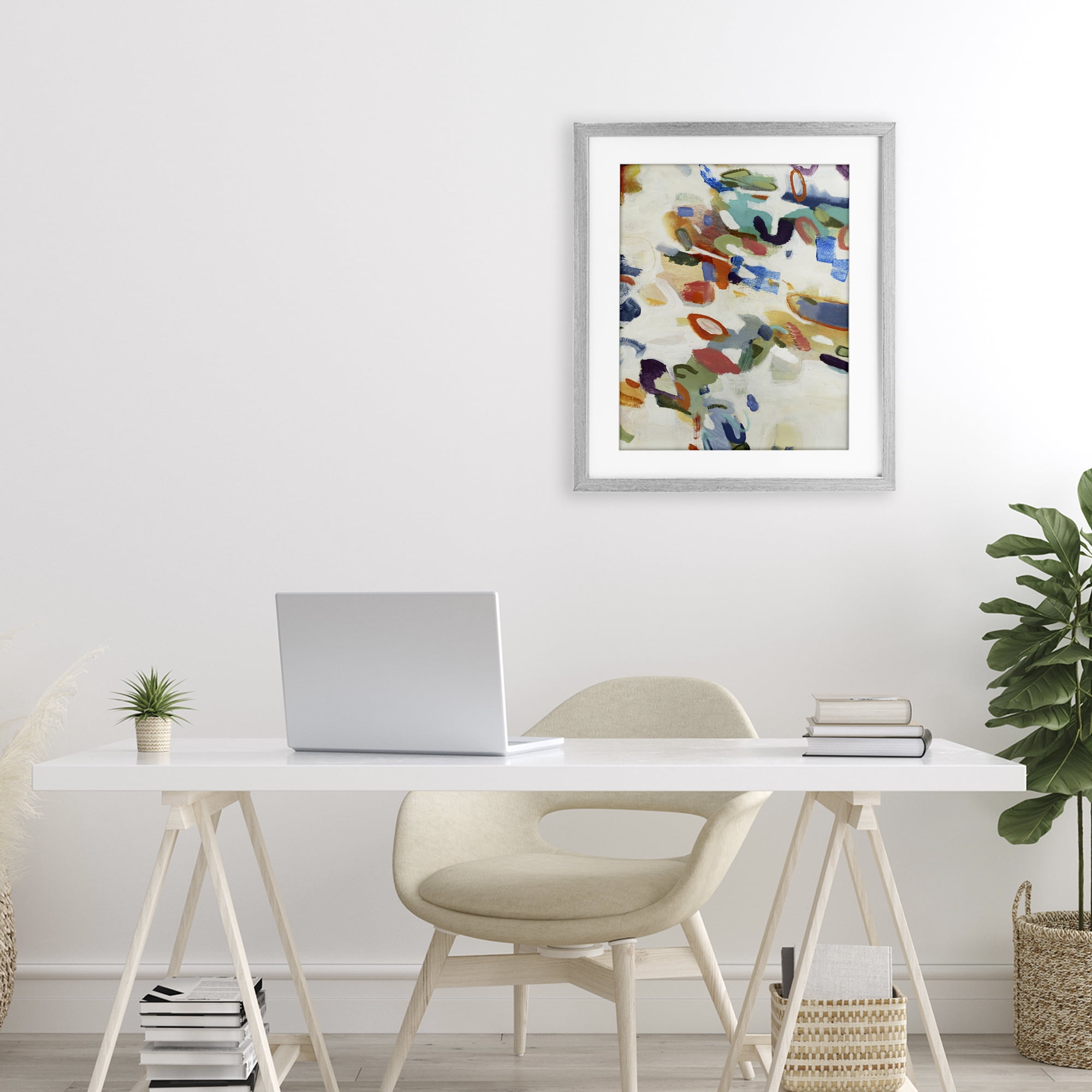 Stupell Industries Multihued Expressive Abstract Gray Framed Print Under Glass, design by Lisa Ridgers