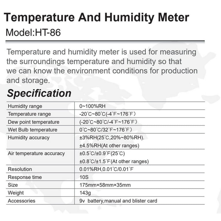 AO-HT-86 Digital Hemperature and Humidity meter - Maranata-Madrid SL - NIF  B-85746204