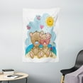 thumbnail image 1 of Funny Bear Tapestry, Cartoon Design of 2 Romantic Bears on the Beach Happy Couple on Vacation, Wall Hanging for Bedroom Living Room Dorm Decor, 40W X 60L Inches, Multicolor, by Ambesonne, 1 of 2