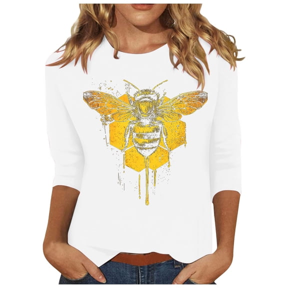 SHE IS Womens 3/4 Sleeve Tops, Plus Shirts for Women Sexy Womens Tops Casual Petite Womens Blouses Dressy Casual Plus Size Oversized Graphic Tees for Women Plus Size