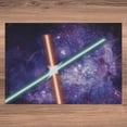 thumbnail image 3 of Ambesonne Galaxy Jigsaw Puzzle, Space Clash, Heirloom-Quality Fun Activity for Family Durable Cardboard, 1000 pcs, Red Blue and Black, 3 of 5