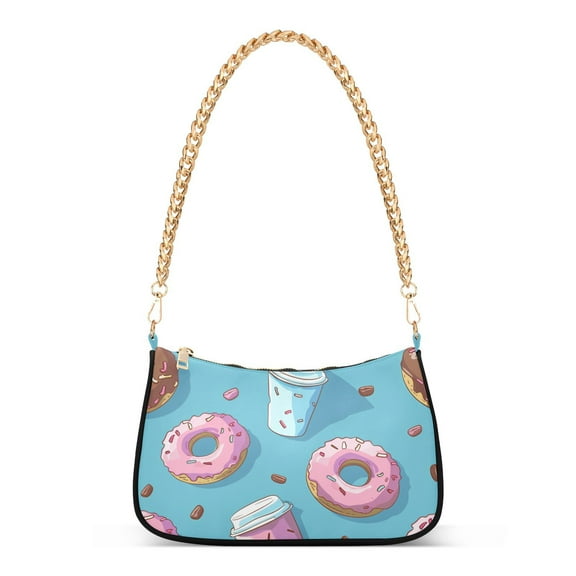 Coffee Cups DonutsWomen Small Shoulder Bag Crossbody Tote Hobo Bags Purse Clutch Handbags with Chain Strap for Women