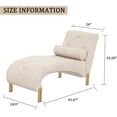 thumbnail image 5 of Andeworld Button-Tufted Paddie Velvet Button-Tufted Chaise Lounge Chair Indoor Leisure Sofa Couch w/Bolster Pillow,Upholstered Chaise Lounge Chair for Bedroom Living Room Office(Beige), 5 of 6
