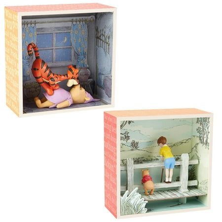 Hallmark (2 Piece) Winnie the Pooh Disney Figurines Sets Shadow Box Figures: Tigger and Pooh Bear, Best (Two Best Friends Kissing)