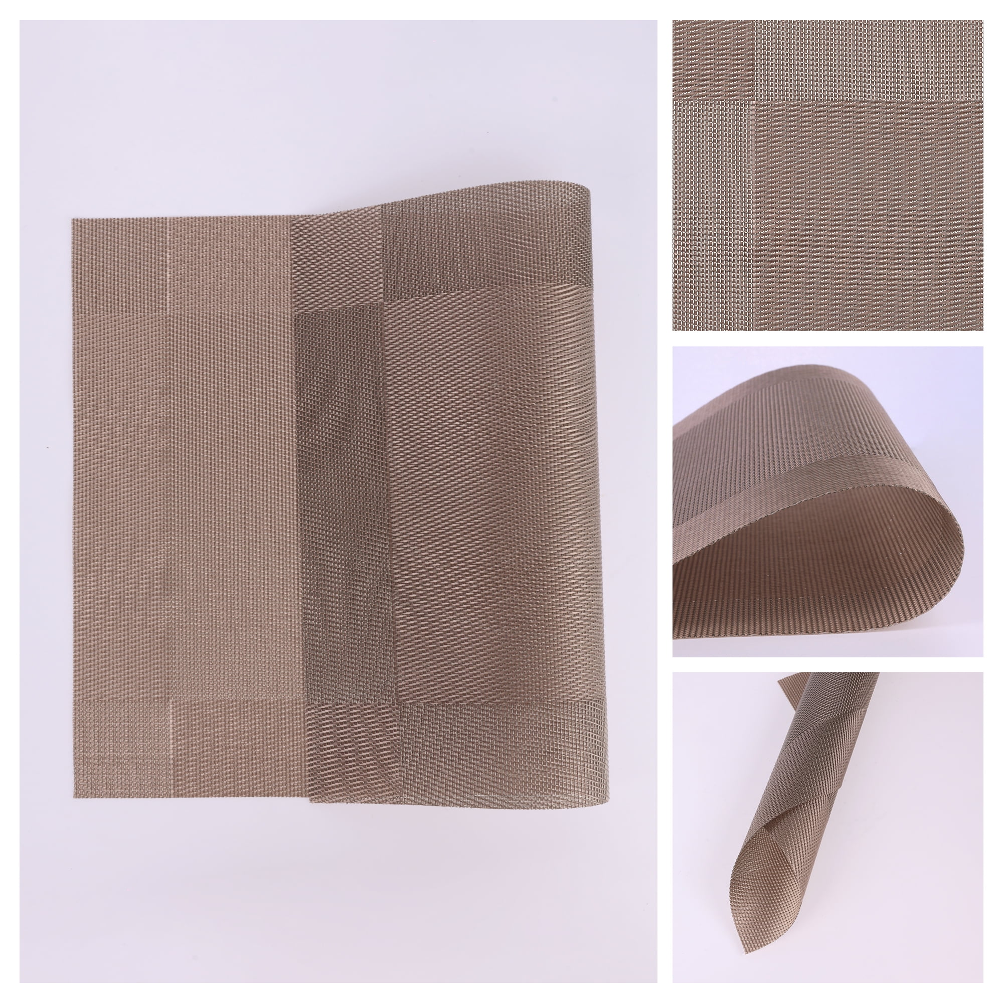 Unique Bargains Set of 8 Washable Wipeable Heat Resistant Table Placemat Champagne 18x12in