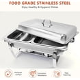thumbnail image 4 of EVGTTI 10 Pack Chafing Dish Rectangular 8QT Half Pan×4+1/3 Pan×4+Round 6QT×2 Pan×2 Chafers Stainless Steel Catering Buffet Warmer Set for Parties,Events,Wedding,Dinner, 4 of 6