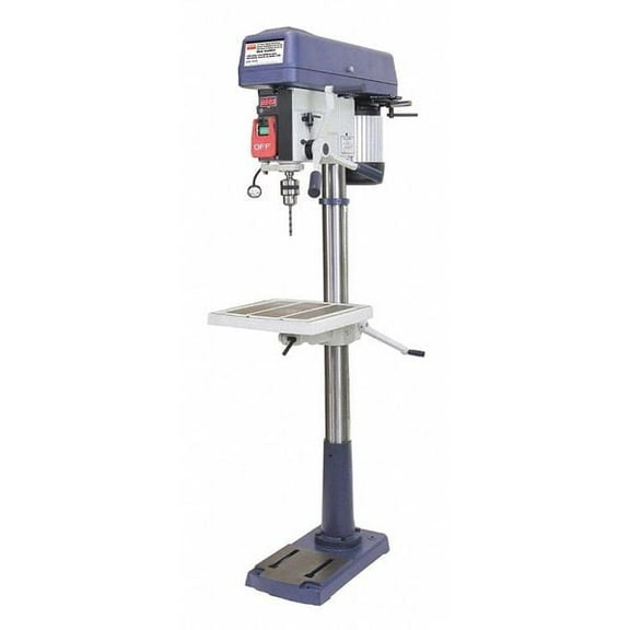 Floor Drill Press, Belt Drive, 1 hp, 115/230V AC V, 17 in Swing, 16 Speed