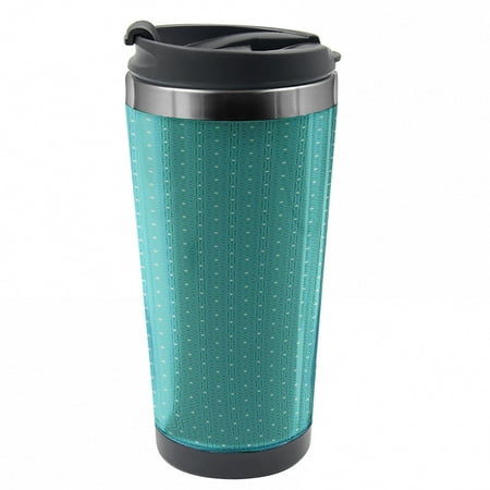 

Geometric Travel Mug Interlaced Ornament Steel Thermal Cup 16 oz by Ambesonne