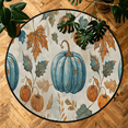 thumbnail image 6 of CURLYOOT Blue Pumpkins Maple Leaves 5.2ft Round Rug for Living Room, Large Washable Area Rug, Non Slip Floor Mat Indoor Rugs for Bedroom, Dining Room, Offices, Entryway, 6 of 6