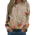 thumbnail image 1 of CNKOO Chandail en Molleton à Col Rond Imprimé pour Femmes, Chandail Décontracté à Manches Longues, Blouse Ample, 1 of 4