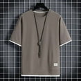 thumbnail image 4 of Fashion Top for Men - Men's Casual Crew Neck T-Shirt Everyday Wear Stylish Two Layer Design Fabric Outfits Relaxed Comfort Pairing with Pants Casual Shirts,Coffee,L, 4 of 4