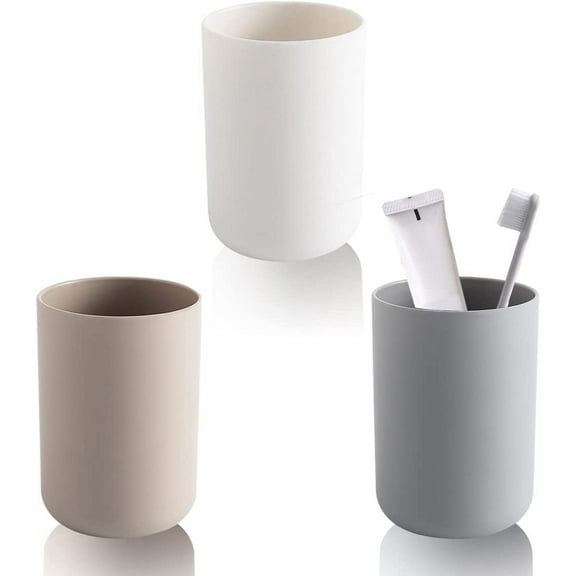 3PCS Bathroom Toothbrush Cup Unbreakable Plastic Tumbler Cup, Reusable Drinking Toothbrush Holder, Tooth Brushing Cups Sturdy and Stackable Toothbrush Mug