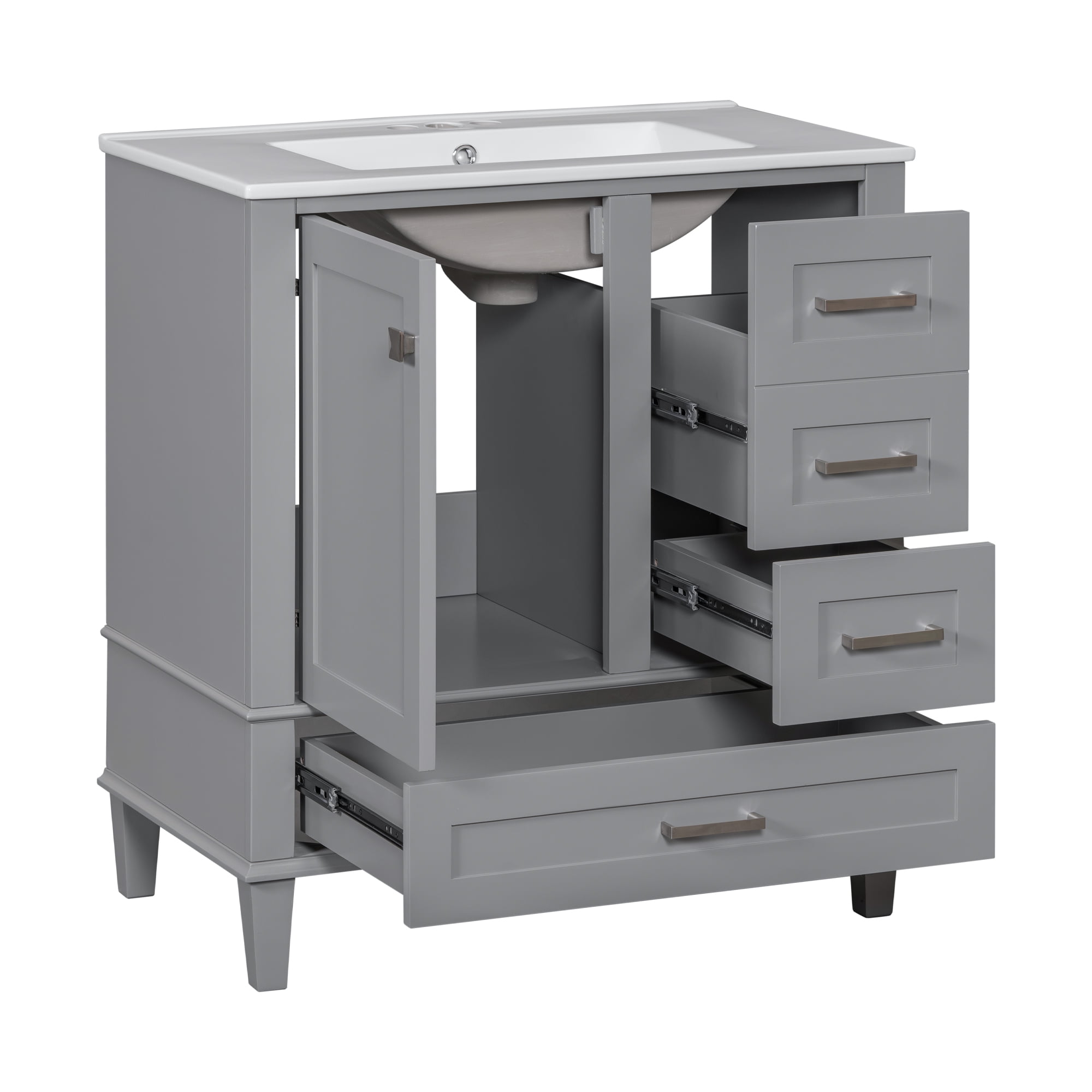Buffet de cuisine moderne Homy Casa 76 cm gris anthracite avec évier en céramique
