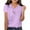 Purple, variant on CHEEREAM Girls Short Sleeve Blouse Casual Solid Color Button Decor Tee Tops Summer Trendy V Neck Shirts Preppy Clothes