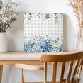 thumbnail image 2 of Framed Canvas Wall Art for Living Room Blue Hydrangea Wall Decor, Green Eucalyptus Leaves Grey Plaid Aesthetic Paintings for Bedroom Office Kitchen, Ready to Hang Artwork Wall Pictures 8x8 Inch, 2 of 9