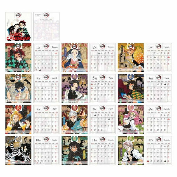 Taicanon  Anime Desk Calendar, Demon Slayer High-definition  Printing Patterns Desktop Calendar, Monthly Plan Paperback, Fans Collection  Gift 