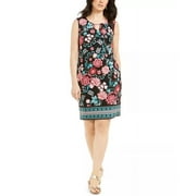 JM Women's Collection Petite Printed Sheath Dress Black Size Petite Medium