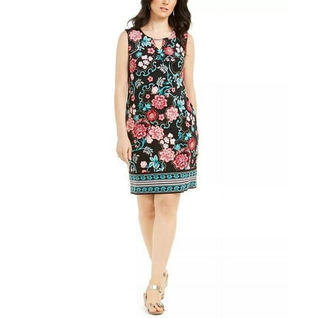 JM Women's Collection Petite Printed Sheath Dress Black Size Petite Medium