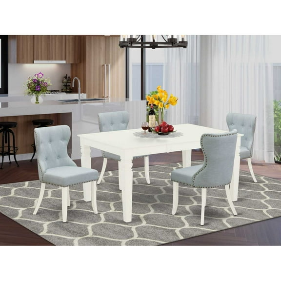 East West Furniture Weston 5-piece Wood Dining Table and Chair Set in White