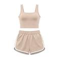 thumbnail image 5 of Naotn Two-piece Workout Sets for women Summer Casual Sleeveless Tank Top and Shorts Comfy Soft Colorblock Ribbed Set, 5 of 7