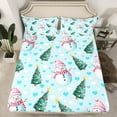 thumbnail image 2 of Feelyou Cartoon Xmas Tree Full Size Sheets for Teen, Blue Love Heart Bed Sheets, Kawaii Christmas Snowman Sheet Sets, Lightweight Room Decor, 4pcs, 2 of 7