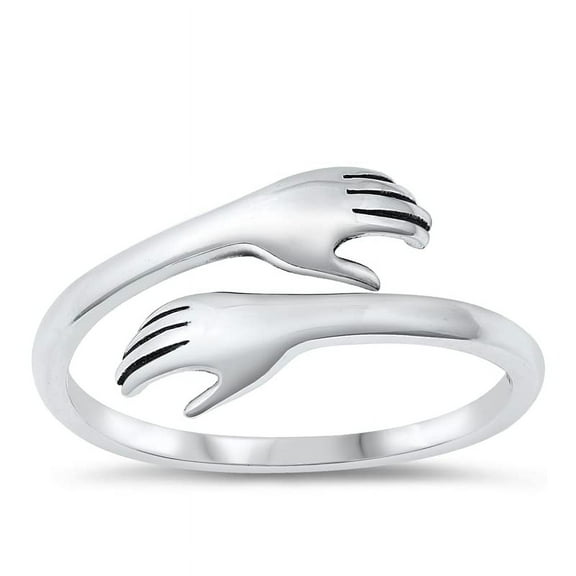 Body Accentz Sterling Silver Ring - Hugging Hands (6)