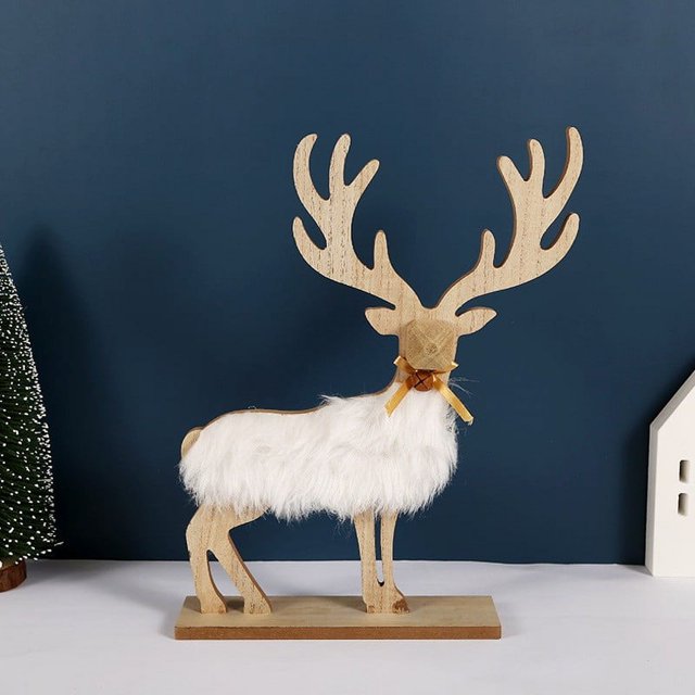Xihbxyly Principal Adorno Navideño Decoración Navideña Regalo Adorno de Reno de Madera