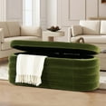 thumbnail image 3 of Jennifer Taylor Home Fuji 49" Upholstered Oval Storage Bench, Olive Green Performance Velvet, 3 of 7