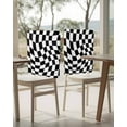 thumbnail image 4 of nqOlkjepod Black and White Checkered Chair Covers Set of 4, Decorative Chair Back Cover, Modern Irregular Geometric Dining Room Chair Slipcovers Removable Chair Protectors Covers for Party Banquet, 4 of 7