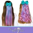 thumbnail image 2 of My Hair Popz Pink Colored Hair Extensions for Kids with Bow, Deluxe Synthetic Fiber Ponytail Hair Extensions, Heat and Tangle Resistant, 2 of 6