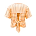 thumbnail image 6 of FAIWAD Summer Tops for Women Striped Tie Back Short Sleeve Crew Neck T Shirts Casual Going Out Blouses, 6 of 9